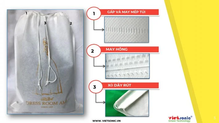 Các bước may túi kiểu dây rút
