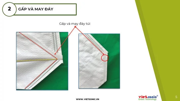 Bước 2: gấp và may đáy