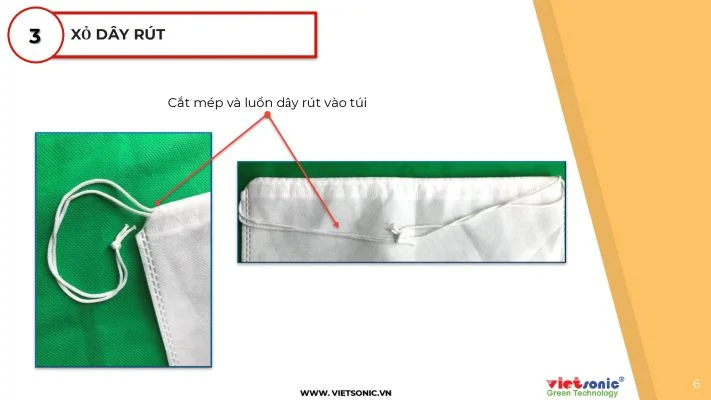 Bước 3: xỏ dây rút