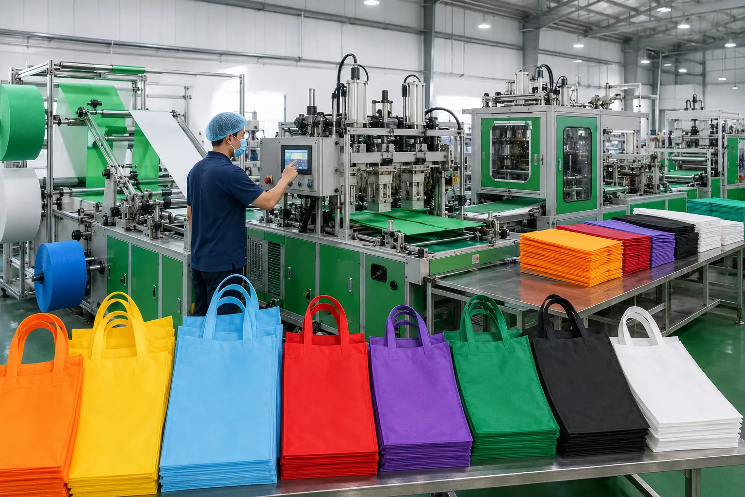 Dây chuyền sản xuất túi vải không dệt nhiều màu VietSonic