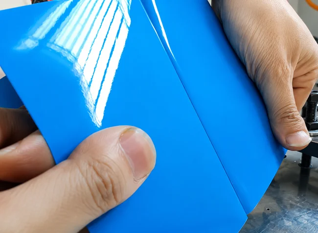 Continuous PVC film weld seam after ultrasonic welding