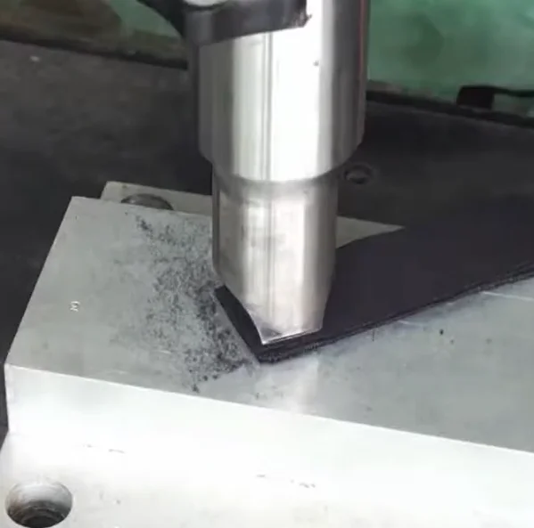 Black material sample welded by ultrasonic technology
