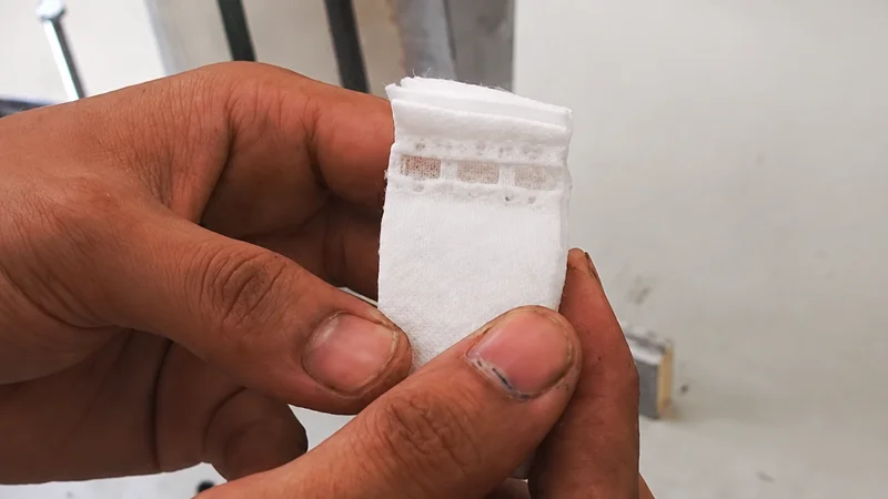 使用VietSonic超声波焊接机加工后的水过滤袋样品