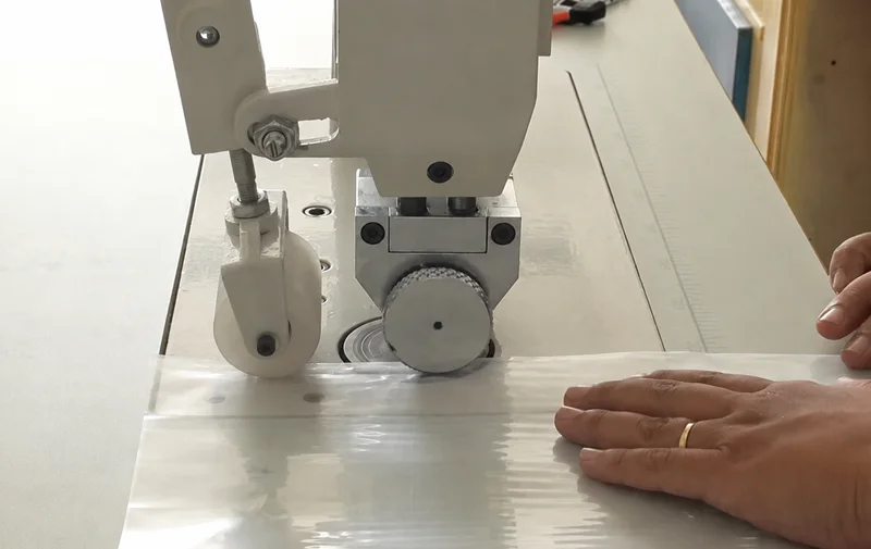 Ultrasonic sewing machine for PP plastic film designed and manufactured by VietSonic